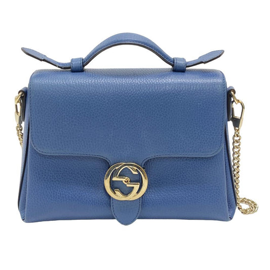GUCCI Shoulder Bag 510302 leather blue 2WAY handbag Women Used Authentic