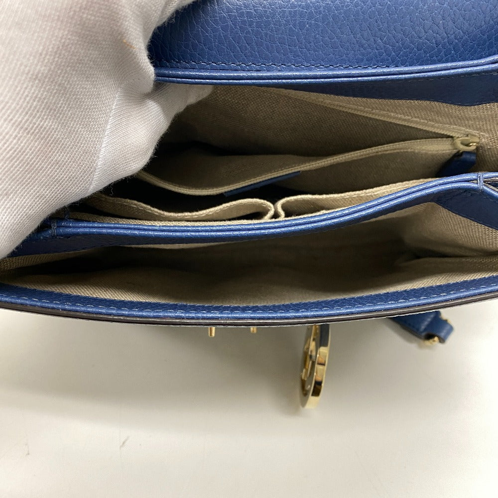 GUCCI Shoulder Bag 510302 leather blue 2WAY handbag Women Used Authentic