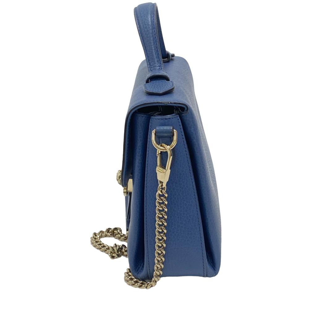 GUCCI Shoulder Bag 510302 leather blue 2WAY handbag Women Used Authentic
