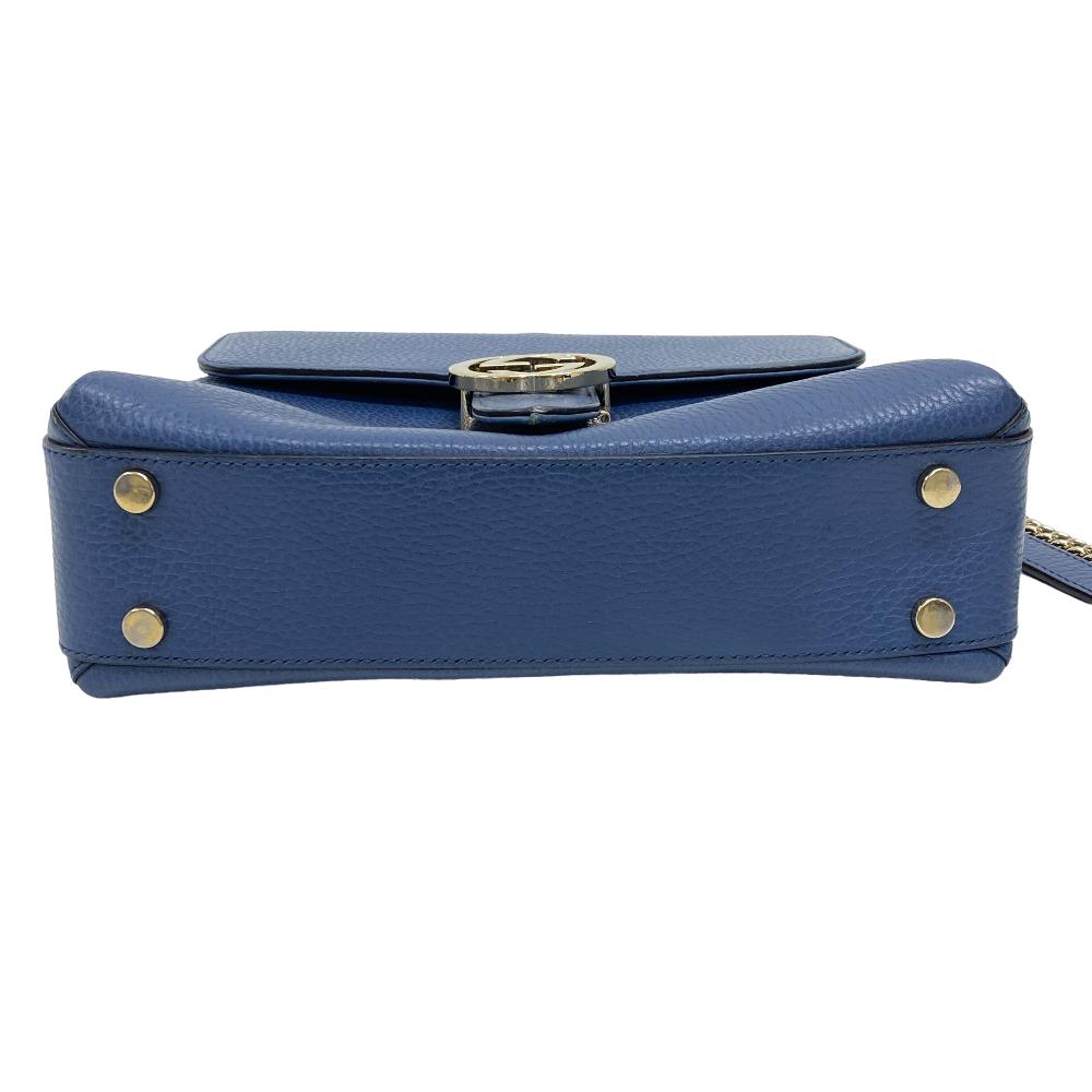GUCCI Shoulder Bag 510302 leather blue 2WAY handbag Women Used Authentic