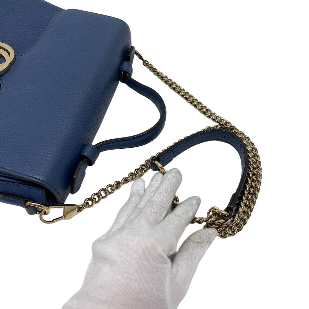 GUCCI Shoulder Bag 510302 leather blue 2WAY handbag Women Used Authentic