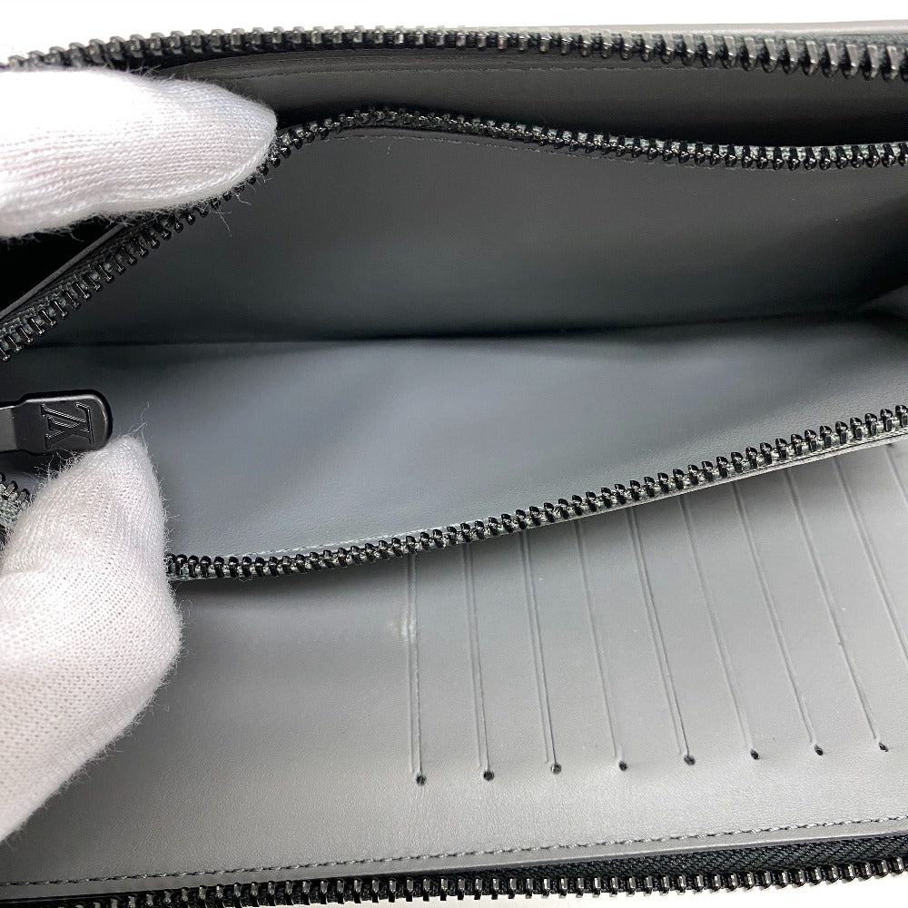 LOUIS VUITTON Long Wallet Purse M81384 leather gray Monogram shadow Vertical Zippy wallet mens Used Authentic