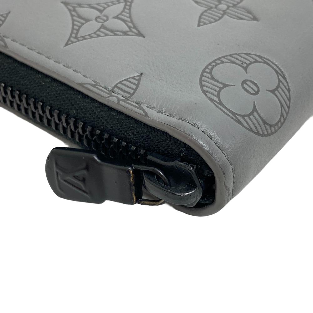 LOUIS VUITTON Long Wallet Purse M81384 leather gray Monogram shadow Vertical Zippy wallet mens Used Authentic