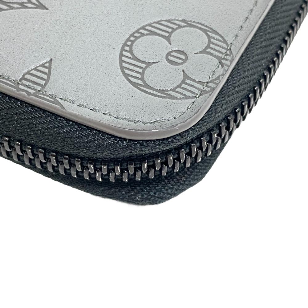 LOUIS VUITTON Long Wallet Purse M81384 leather gray Monogram shadow Vertical Zippy wallet mens Used Authentic
