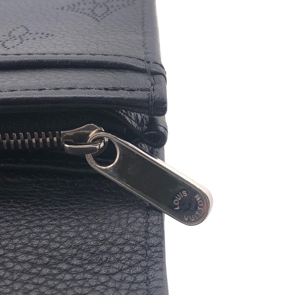 LOUIS VUITTON Long Wallet Purse M60143 leather black Mahina Portefeuille Iris Women Used Authentic