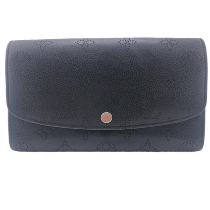 LOUIS VUITTON Long Wallet Purse M60143 leather black Mahina Portefeuille Iris Women Used Authentic