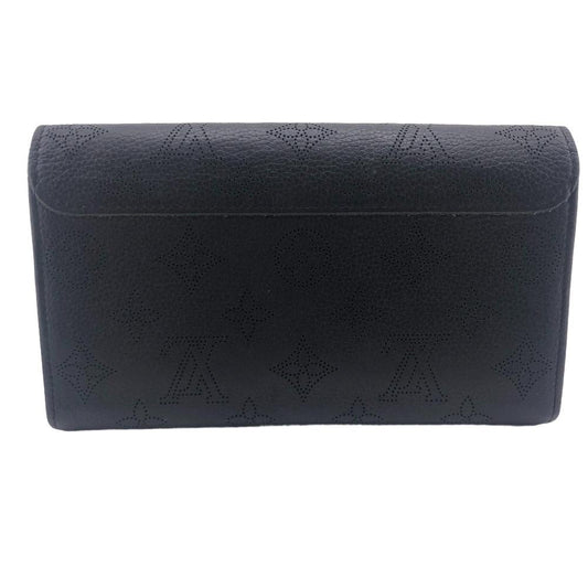 LOUIS VUITTON Long Wallet Purse M60143 leather black Mahina Portefeuille Iris Women Used Authentic