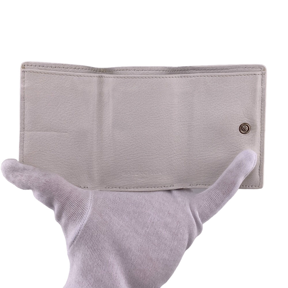 BALENCIAGA Tri-fold wallet 391446 leather white Compact wallet Paper mini Women Used Authentic