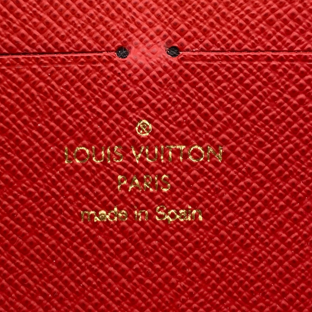 LOUIS VUITTON Long Wallet Purse N60534 leather Brown Zip Around Damier Portefeuille Clemence Women Used Authentic