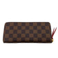 LOUIS VUITTON Long Wallet Purse N60534 leather Brown Zip Around Damier Portefeuille Clemence Women Used Authentic