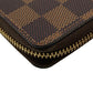 LOUIS VUITTON Long Wallet Purse N60534 leather Brown Zip Around Damier Portefeuille Clemence Women Used Authentic