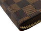 LOUIS VUITTON Long Wallet Purse N60534 leather Brown Zip Around Damier Portefeuille Clemence Women Used Authentic