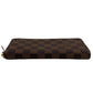 LOUIS VUITTON Long Wallet Purse N60534 leather Brown Zip Around Damier Portefeuille Clemence Women Used Authentic