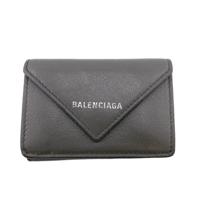 BALENCIAGA Tri-fold wallet 391446 leather gray Paper mini