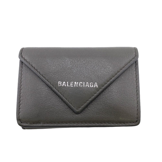 BALENCIAGA Tri-fold wallet 391446 leather gray Paper mini