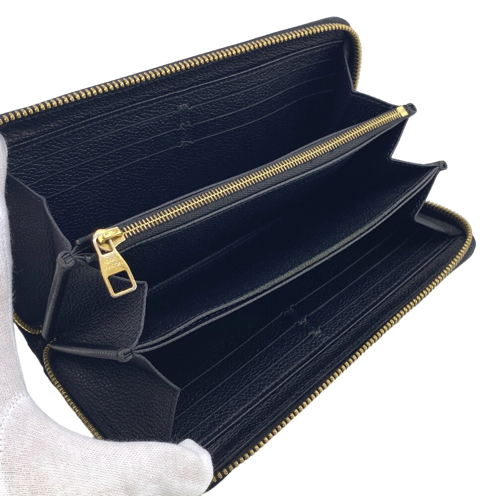 LOUIS VUITTON Long Wallet Purse M64805 leather black Zip Around Monogram Ann Platt Zippy wallet Women Used Authentic