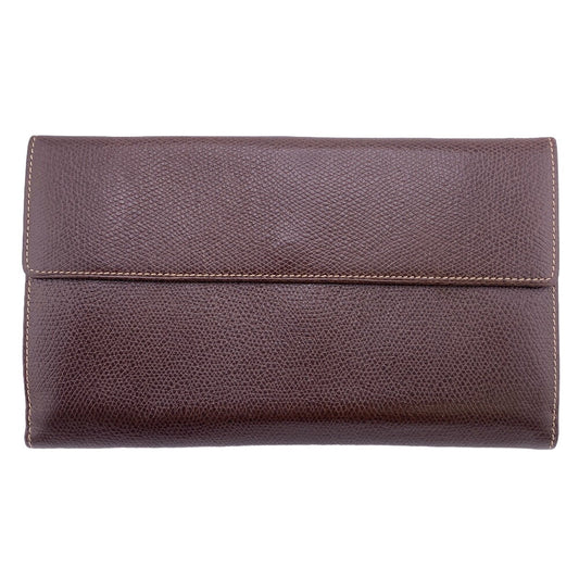 LOEWE Long Wallet Purse leather Brown W Hook Wallet Vintage mens Used Authentic
