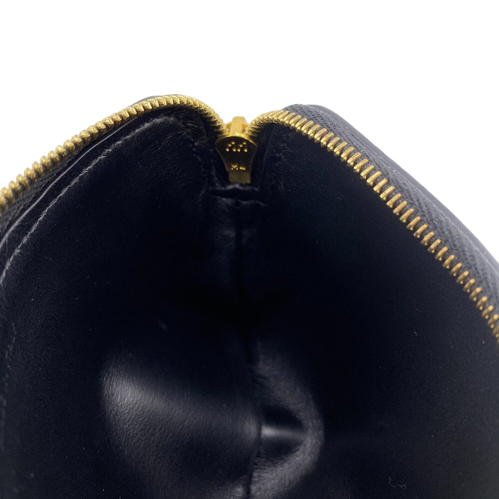 CELINE Coin case leather black Triomphe