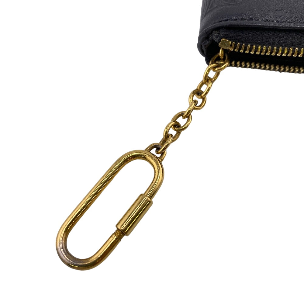 CELINE Coin case leather black Triomphe