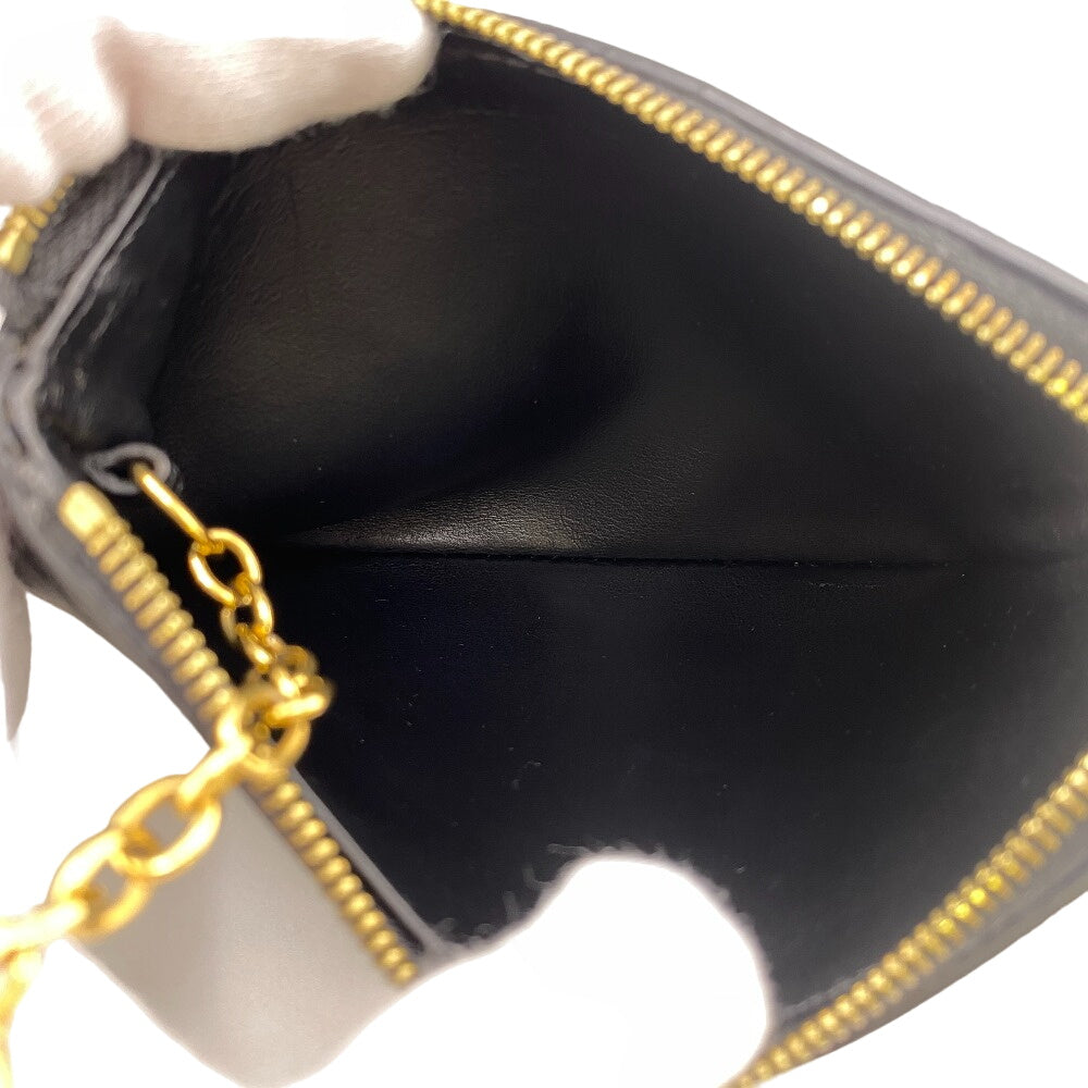 CELINE Coin case leather black Triomphe