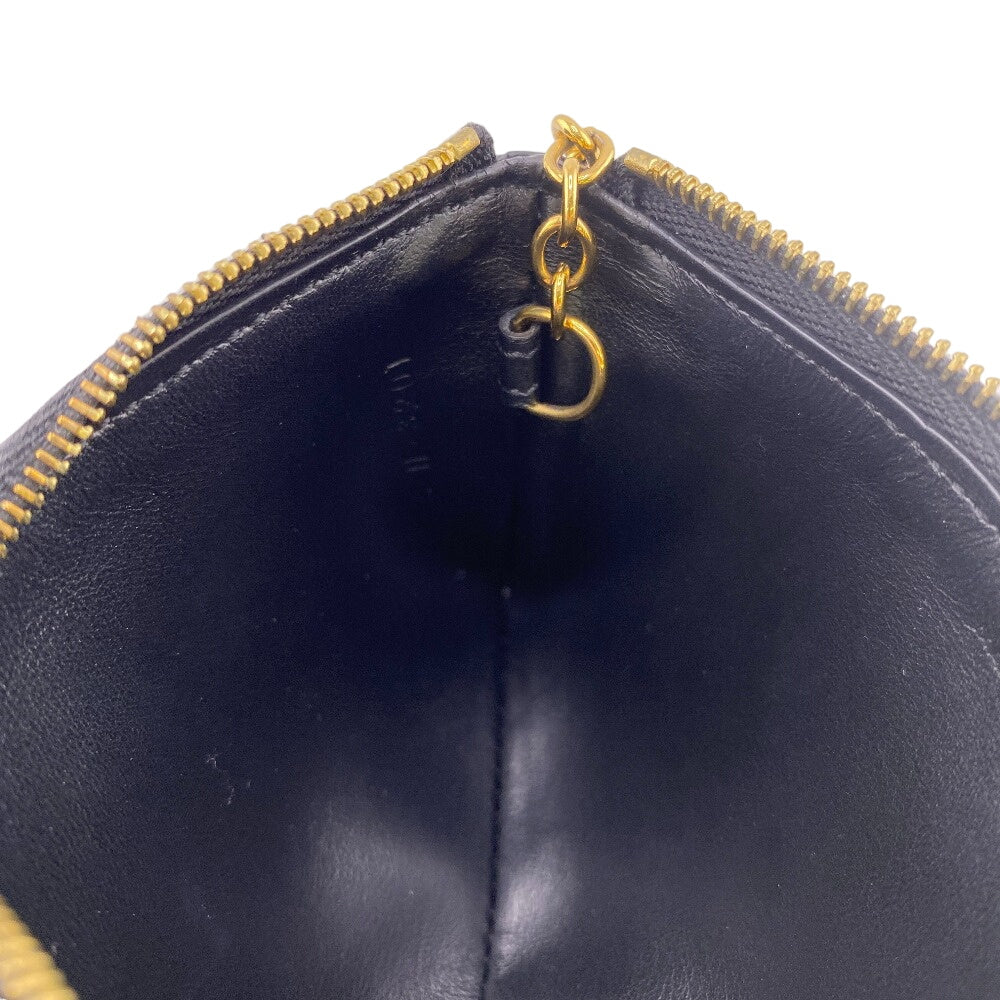 CELINE Coin case leather black Triomphe