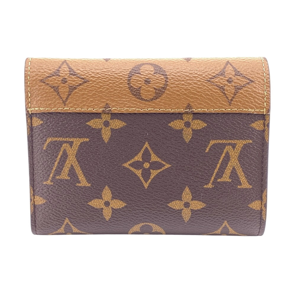 LOUIS VUITTON Tri-fold wallet M81557 leather Brown Compact wallet Monogram reverse Portefeuille Victorine Women Used Authentic