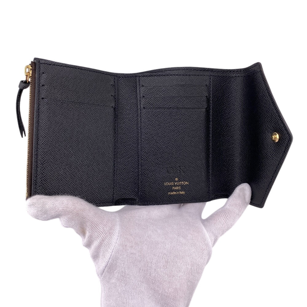 LOUIS VUITTON Tri-fold wallet M81557 leather Brown Compact wallet Monogram reverse Portefeuille Victorine Women Used Authentic