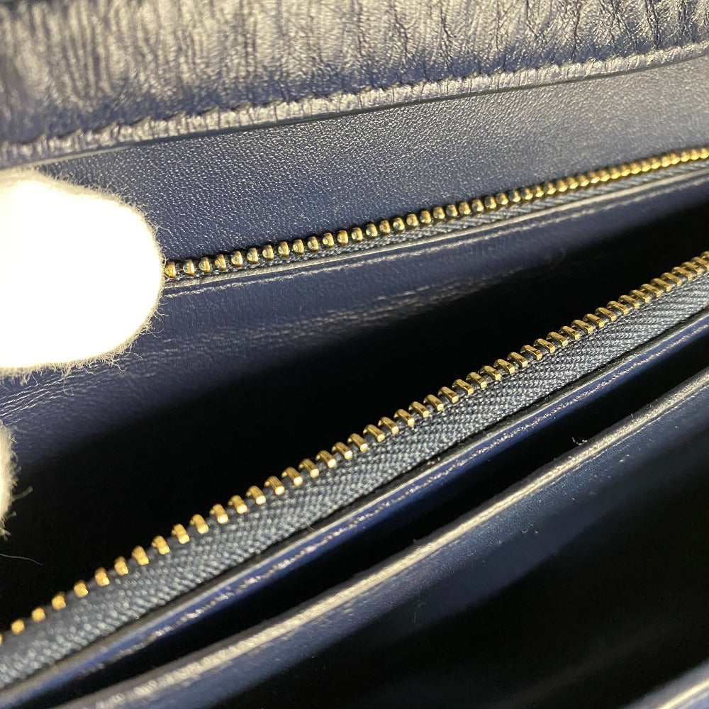 CELINE Shoulder Bag leather Navy medium Classic box Women Used Authentic