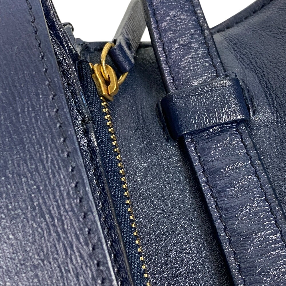 CELINE Shoulder Bag leather Navy medium Classic box Women Used Authentic