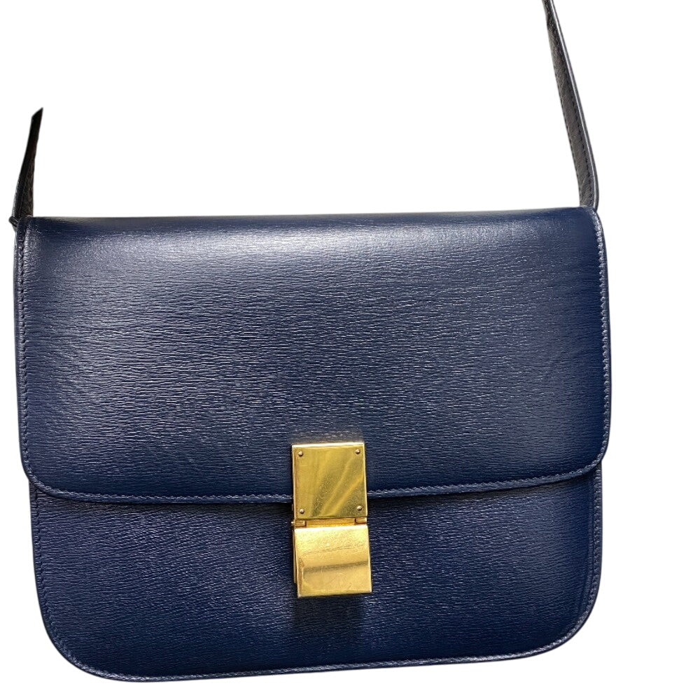 CELINE Shoulder Bag leather Navy medium Classic box Women Used Authentic