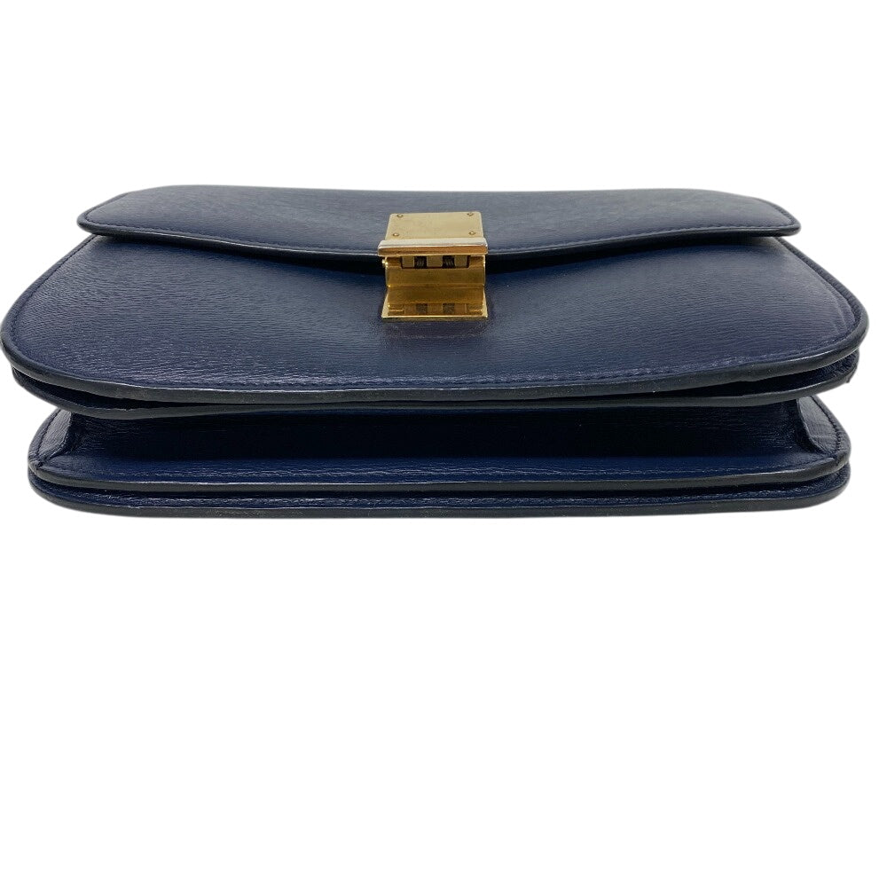 CELINE Shoulder Bag leather Navy medium Classic box Women Used Authentic