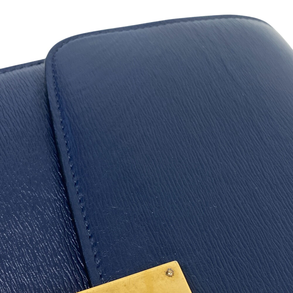 CELINE Shoulder Bag leather Navy medium Classic box Women Used Authentic