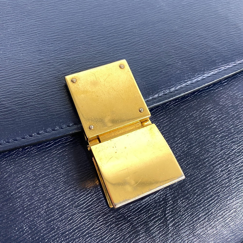 CELINE Shoulder Bag leather Navy medium Classic box Women Used Authentic
