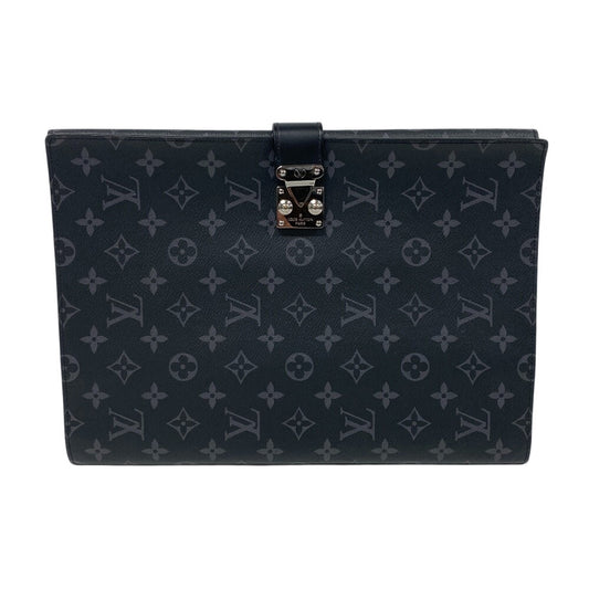 LOUIS VUITTON Briefcase GI0273 leather black Documents case Monogram Eclipse Portodocument Frank GM mens Used Authentic