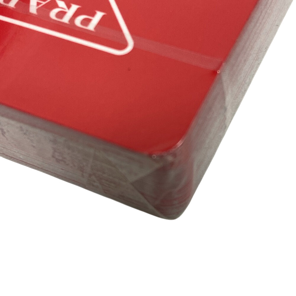 PRADA Pouch Leather, Paper Red Playing cards unisex(Unisex) Used Authentic