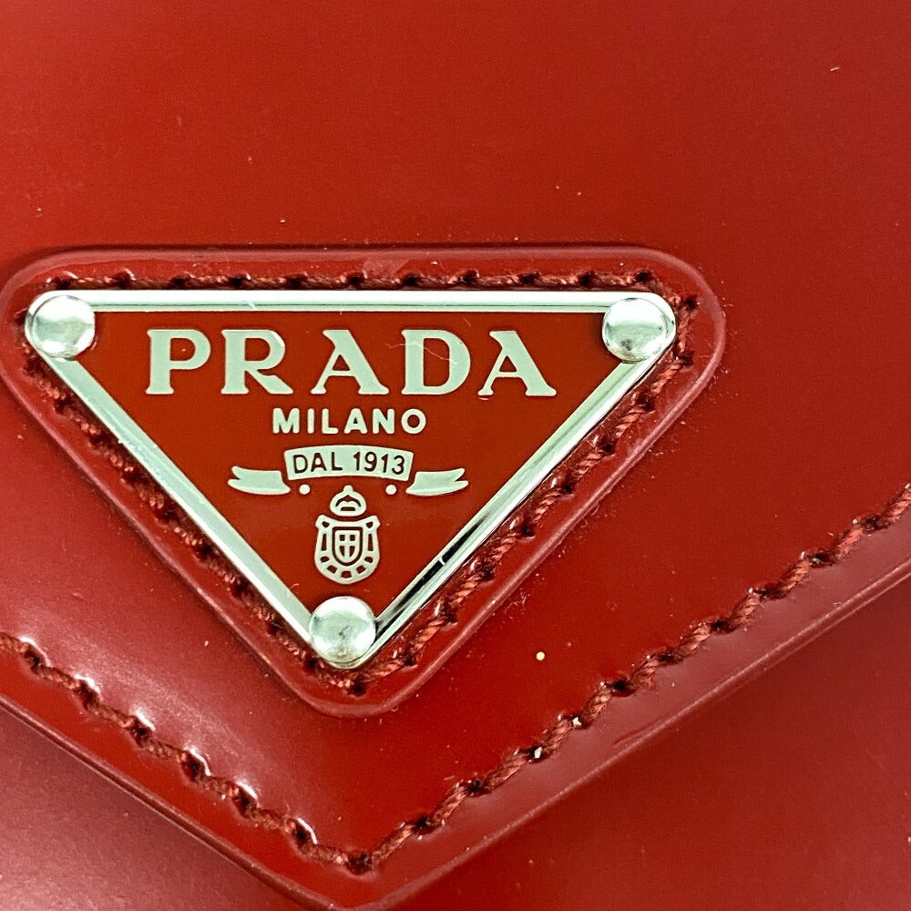 PRADA Pouch Leather, Paper Red Playing cards unisex(Unisex) Used Authentic
