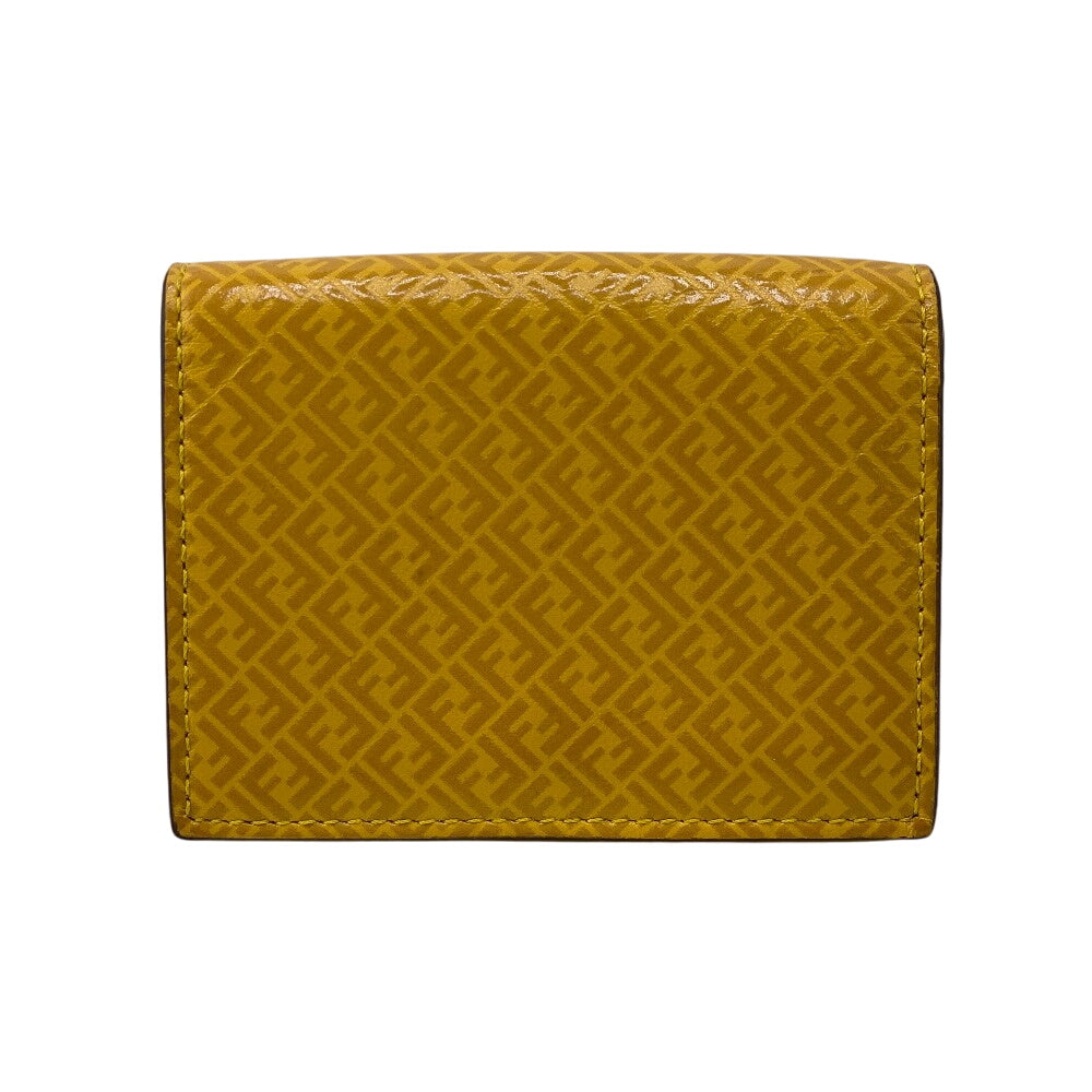 FENDI Tri-fold wallet 7M0280 leather yellow Compact wallet FF logo Women Used Authentic