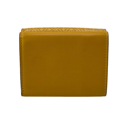 FENDI Tri-fold wallet 7M0280 leather yellow Compact wallet FF logo Women Used Authentic