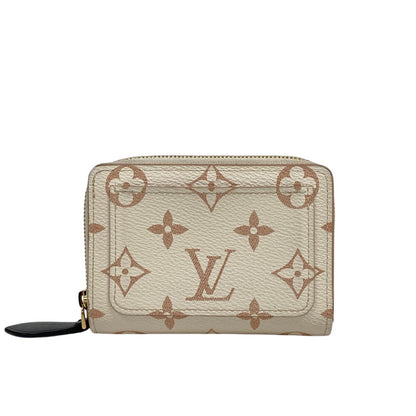 LOUIS VUITTON Bifold Wallet leather white Monogram Portefeuille Lou Women Used Authentic
