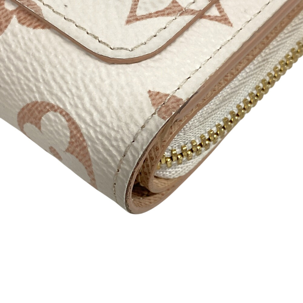 LOUIS VUITTON Bifold Wallet leather white Monogram Portefeuille Lou Women Used Authentic