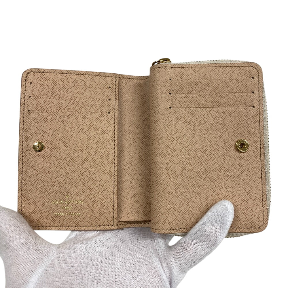 LOUIS VUITTON Bifold Wallet leather white Monogram Portefeuille Lou Women Used Authentic