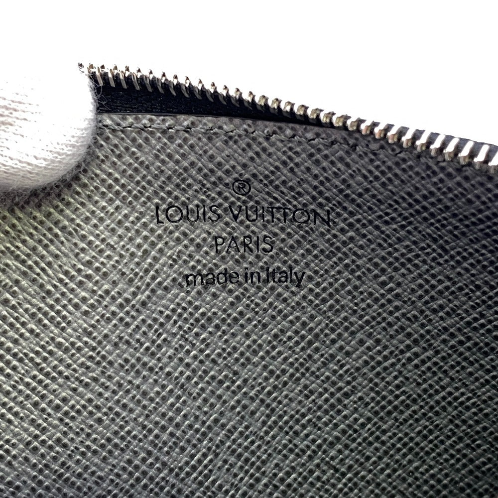 LOUIS VUITTON Coin case M30839 Taiga , Llama Silver Monogram Coin card holder mens Used Authentic