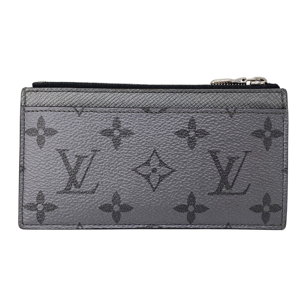 LOUIS VUITTON Coin case M30839 Taiga , Llama Silver Monogram Coin card holder mens Used Authentic