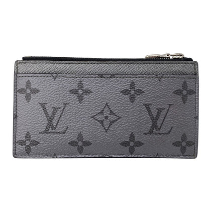 LOUIS VUITTON Coin case M30839 Taiga , Llama Silver Monogram Coin card holder mens Used Authentic