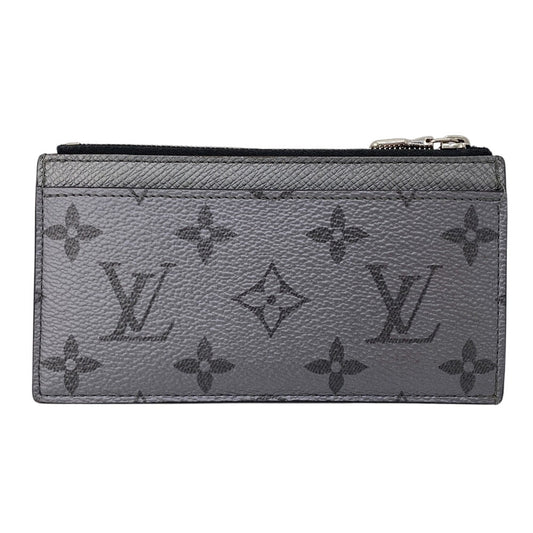 LOUIS VUITTON Coin case M30839 Taiga , Llama Silver Monogram Coin card holder mens Used Authentic
