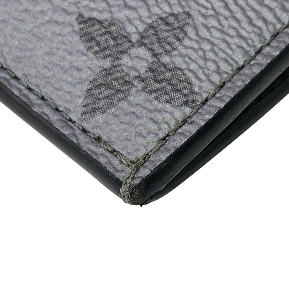 LOUIS VUITTON Coin case M30839 Taiga , Llama Silver Monogram Coin card holder mens Used Authentic