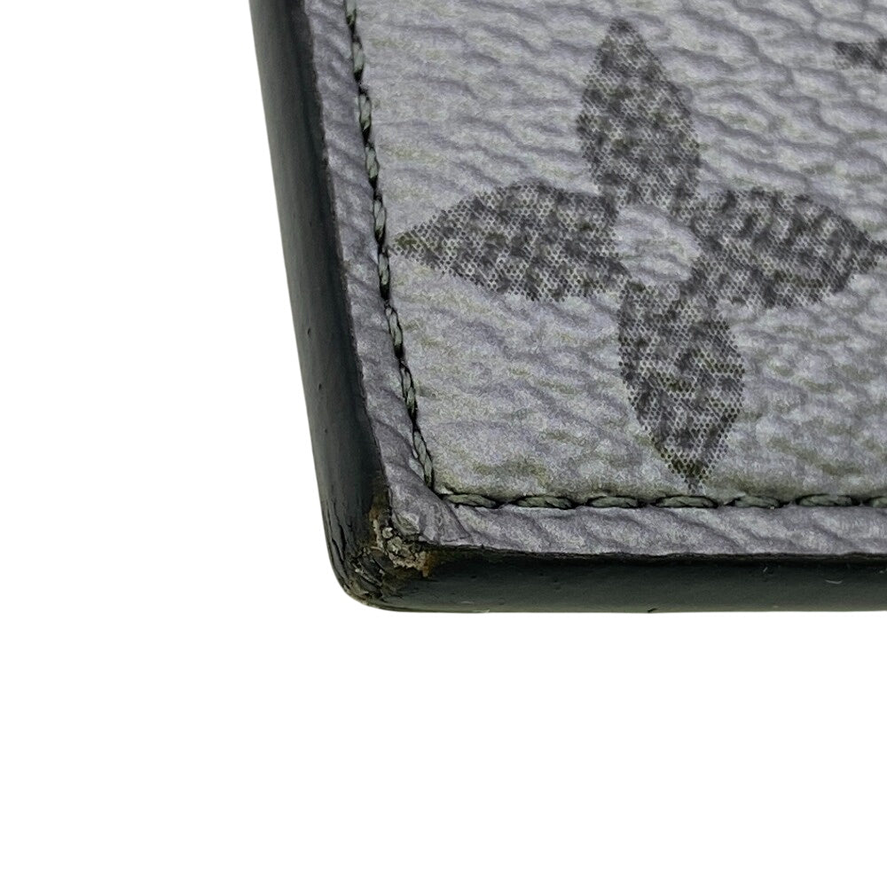 LOUIS VUITTON Coin case M30839 Taiga , Llama Silver Monogram Coin card holder mens Used Authentic