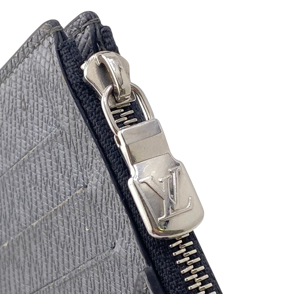 LOUIS VUITTON Coin case M30839 Taiga , Llama Silver Monogram Coin card holder mens Used Authentic