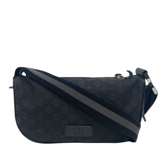 GUCCI Sling bag Nylon, Leather black GG nylon unisex(Unisex) Used Authentic