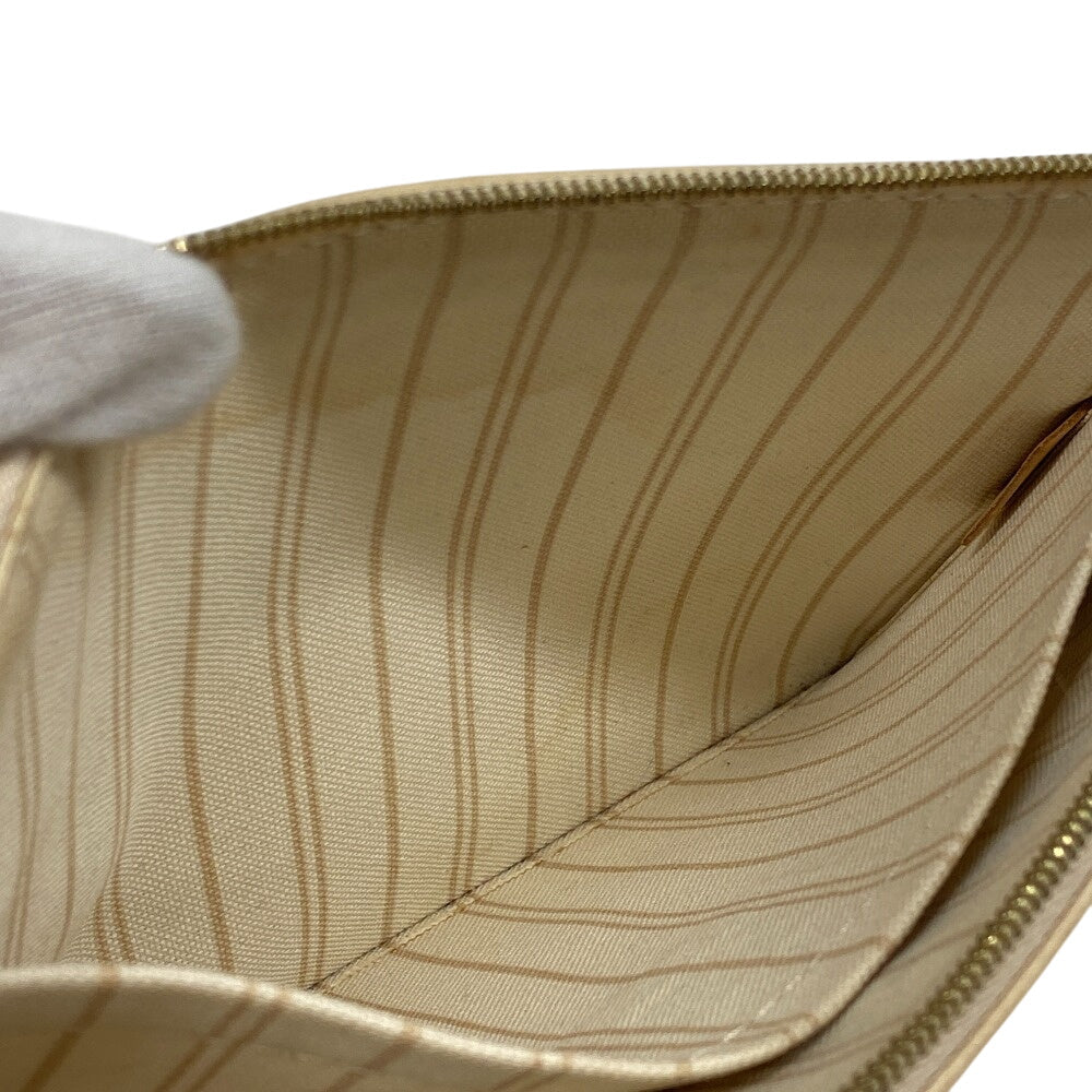 LOUIS VUITTON Pouch N41361 leather white Damier Azur Never full Women(Unisex) Used Authentic